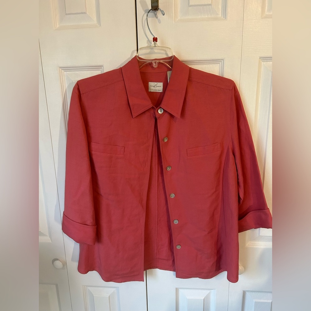 ‘90s Southern Socialite Coral Button-Up Blouse from Liz Claiborne